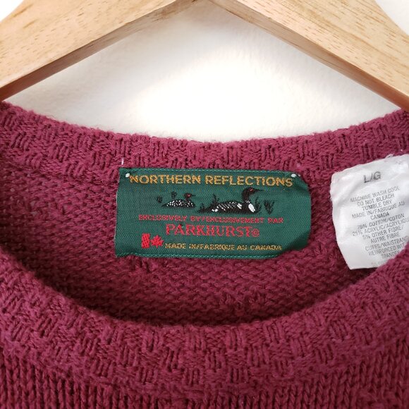 Vintage Northern Reflections By Parkhurst Maroon Farmhouse Knit Sweater Size L - Picture 6 of 15